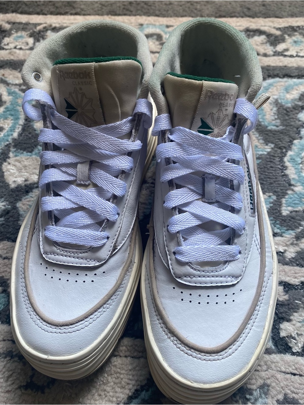 Reebok Club C Geo Mid Womens Platform Sneakers White Green 100048012 Size 6.5 - Picture 3 of 9